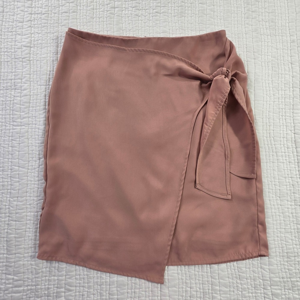 Banana Republic Blush Pink Satin Wrap Knot Mini Skirt Petite 00P Asymmetrical
